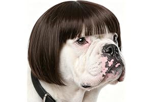 Funny Dog Wig for Small Medium Large Dogs with Adjustable Elastic Bands, Trimmable Pet Cosplay Costume Cat Decoration for Hal
