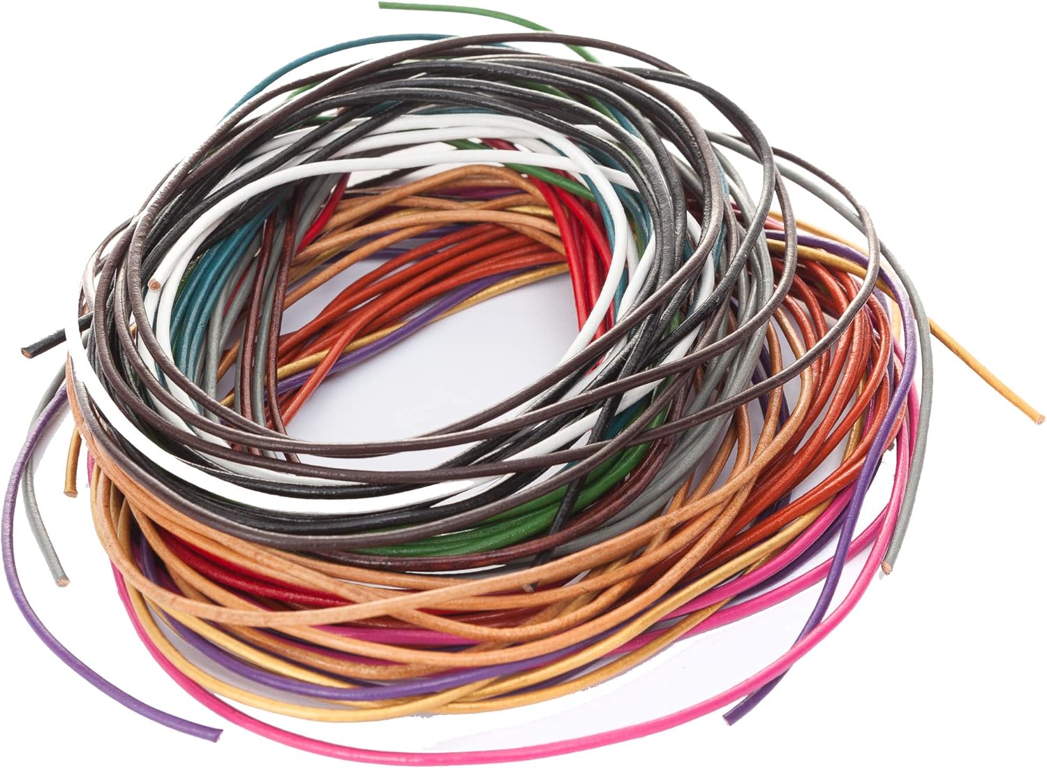 esnado Leather Cord Round 2 mm 10 x 1 metre - colourful, Assorted - Image 3