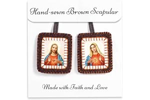 SCAPULARS ANNE Scapulars Catholic Sacred Heart of Jesus and Immaculate Heart of Mary Brown Scapular - Catholic Gifts from Mother Mary - Escapularios Catolicos, 100% Wool Handsewn