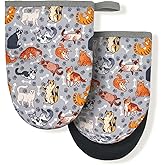 Cat Paw Claw Grey Mini Silicone Oven Mitts, Heat Slip Resistant Kitchen Gloves 2-Pack Set, Soft Short Small Oven Mittens Pot Holders for Baking Grilling Barbecue Microwave Gift