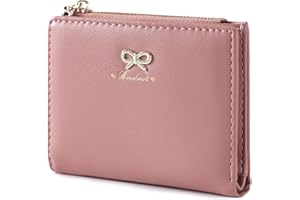 AACKS Girls Cute Wallet Bow Small Wallet Aesthetic Card Holder ID Window Purse for Women Slim Wallet Zipper Coin Purse