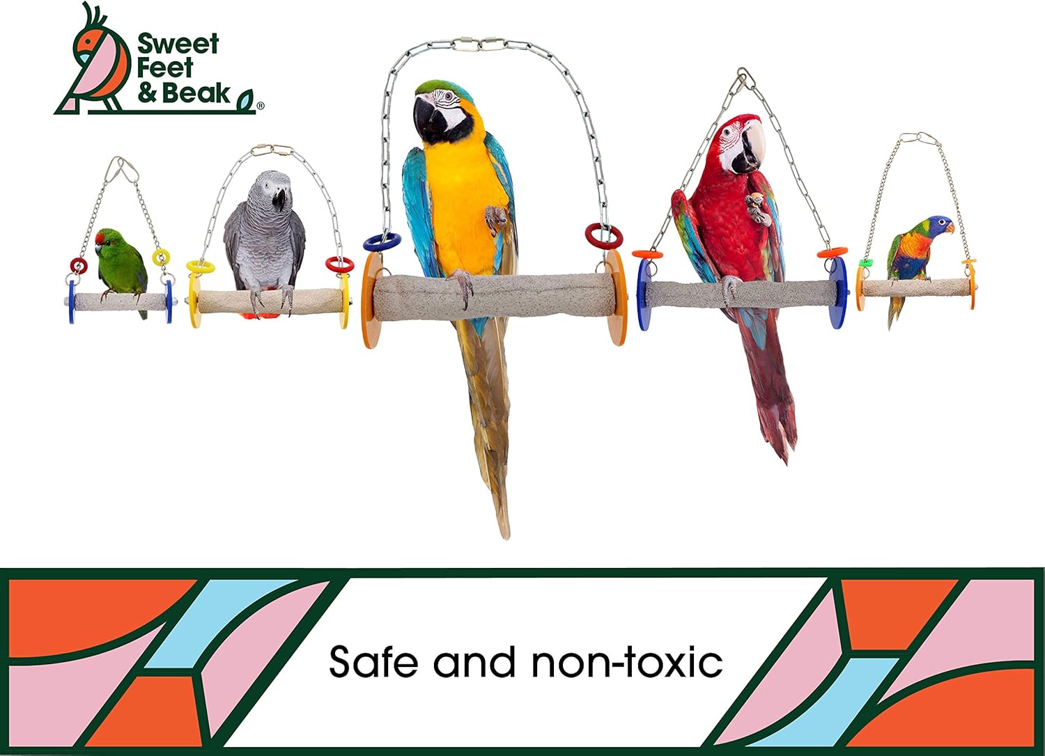Sweet Feet and Beak Roll Swing and Perch Bird Toys - Keeps Nails and Beak in Top Condition - Handmade Pet Supplies - Safe and Non-Toxic Bird Cages Accessories - Parrot Toys (4.5" Yellow XS) : Pet Supplies