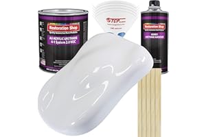 Restoration Shop - Winter White Acrylic Urethane Auto Paint - Complete Gallon Paint Kit - Professional Single Stage High Gloss Automotive, Car, Truck Coating, 4:1 Mix Ratio, 2.8 VOC