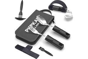 PKPKAUT Adaptive Utensils for Parkinsons Patients Elderly, Weighted Utensils for Hand Tremors, Parkinsons Eating Utensils for Disabled People, Weighted Silverware for Hand Tremors Arthritic Hands