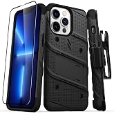 ZIZO Bolt Bundle for iPhone 13 Pro Case with Screen Protector Kickstand Holster Lanyard - Black