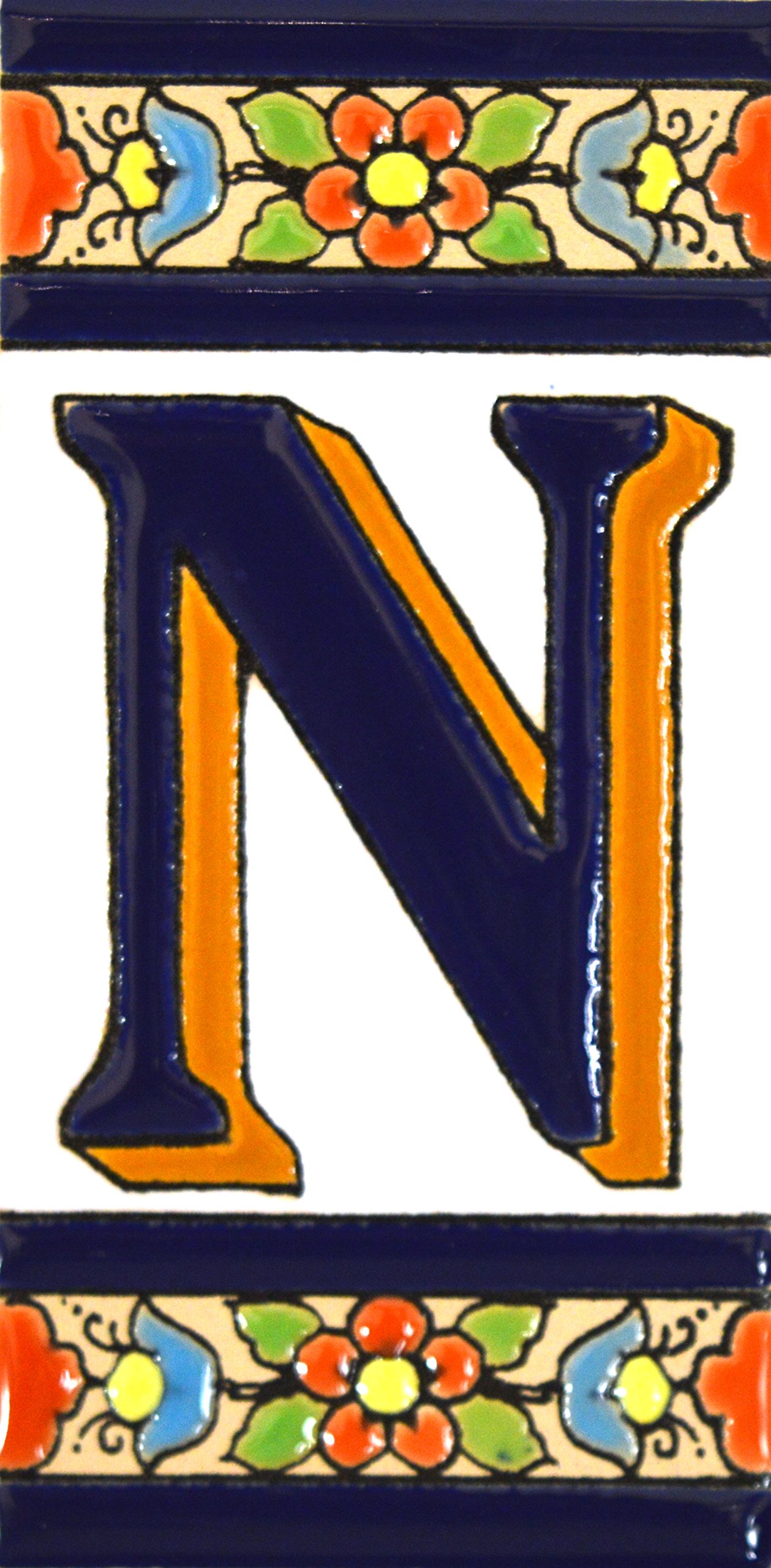 ART ESCUDELLERS House Letter Tile, Ceramic, 429 x 213 inch, Rustic Mediterranean Style, Letter 'N' — image 1