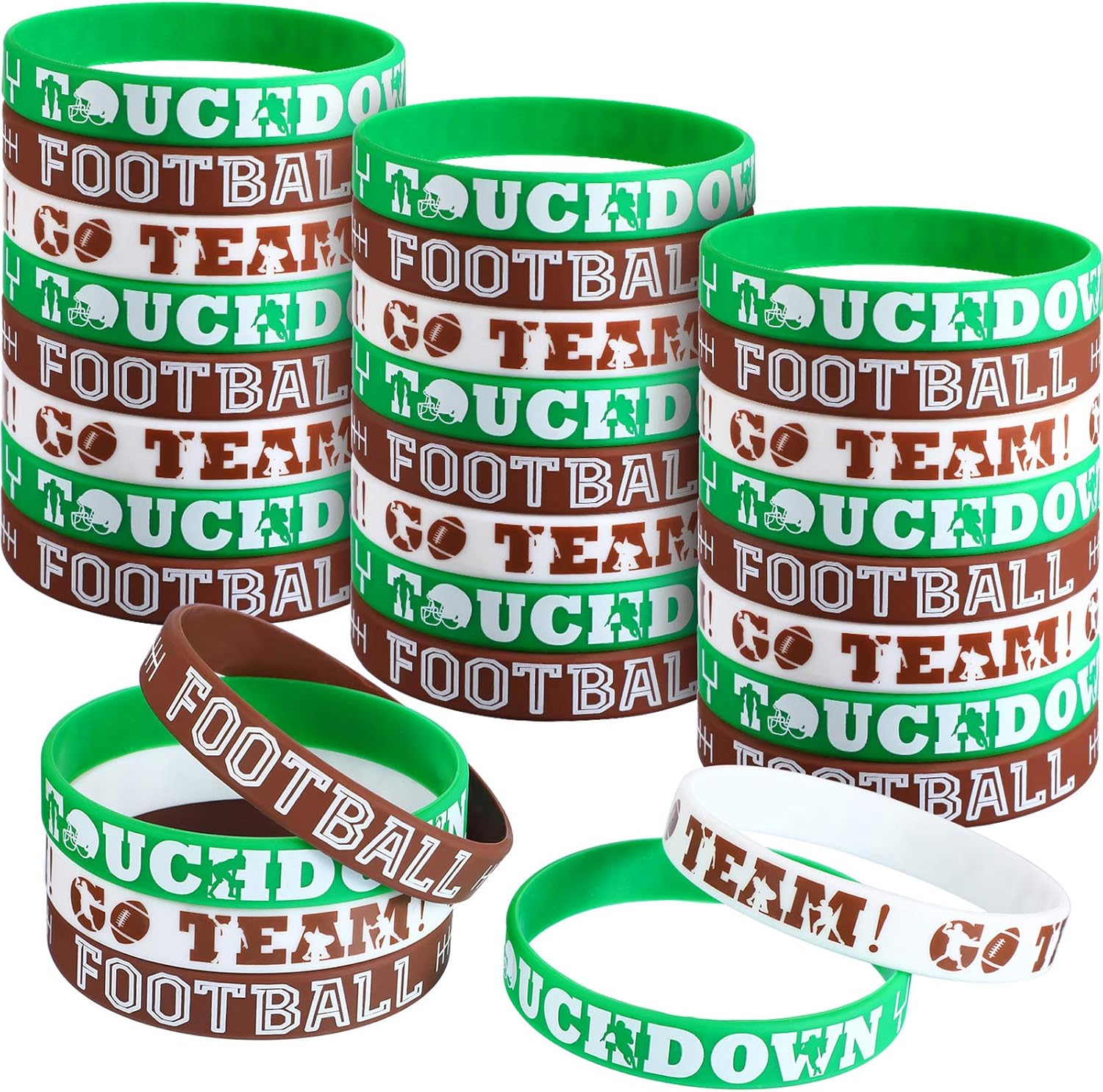 30 Pieces Football Party Silicone Bracelets