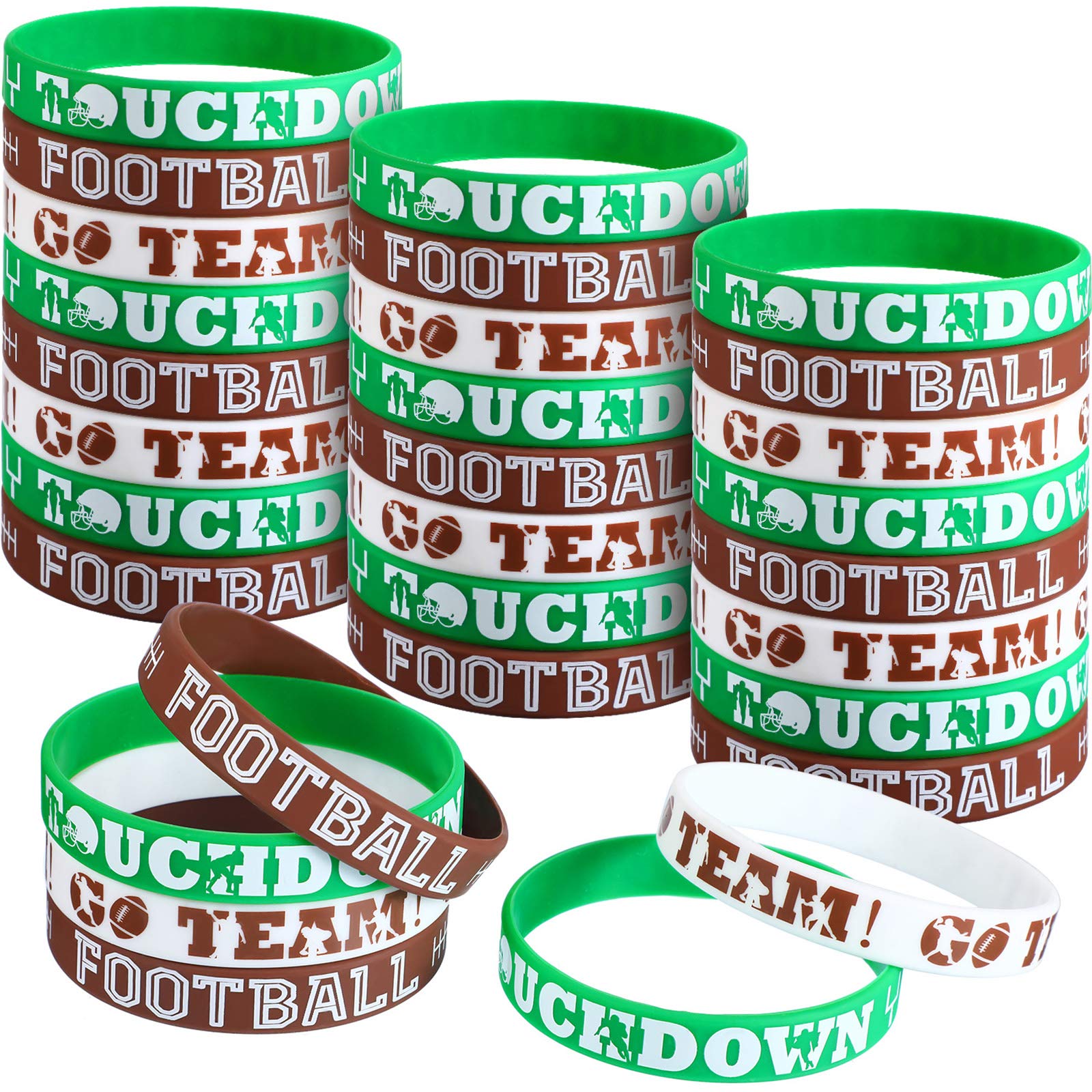 30 Pieces Football Party Silicone Bracelets, Football Birthday Theme Rubber Wristbands Accessories Gift Football Bracelet for Kids Adults Stocking Stuffer, Football Party Decorations Supplies Favors