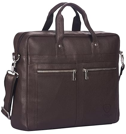 J. Wilson London J - Designer Real Distressed Leather 15 Laptop Handmade Unisex Crossover Flapover Everyday Work Ipad Shoulder Messenger Briefcase Bag - Brown