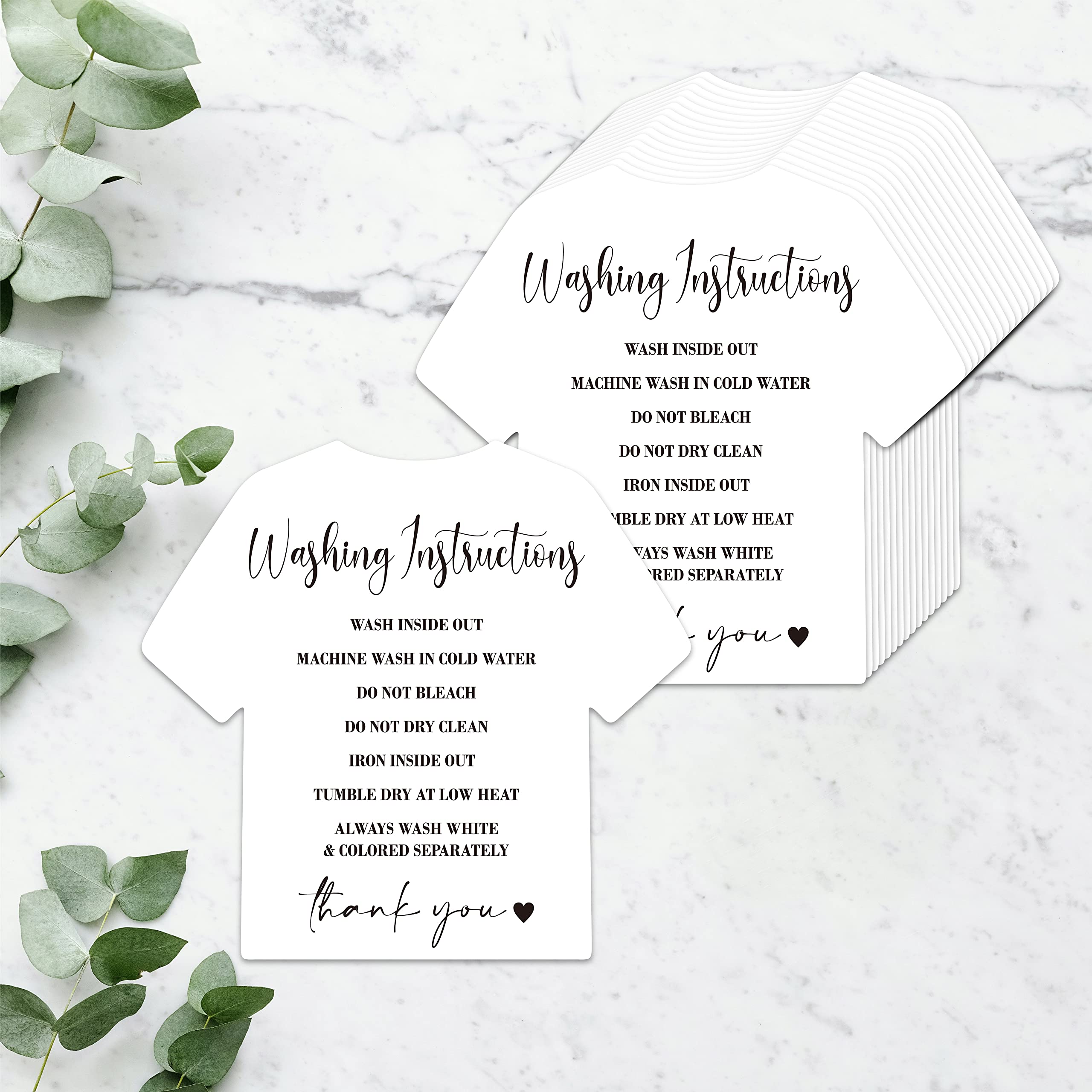 200 PCS T Shirt Washing Instruction Cards, Clothes Cleaning Care Instruction Insert Customer Direction Card for Small Business Online Shop Owner (3.6” x 3.4”)