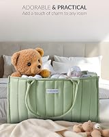 Love & Lullabies Nappy Caddy Organiser Sage Green Quilted Baby Basket view 6