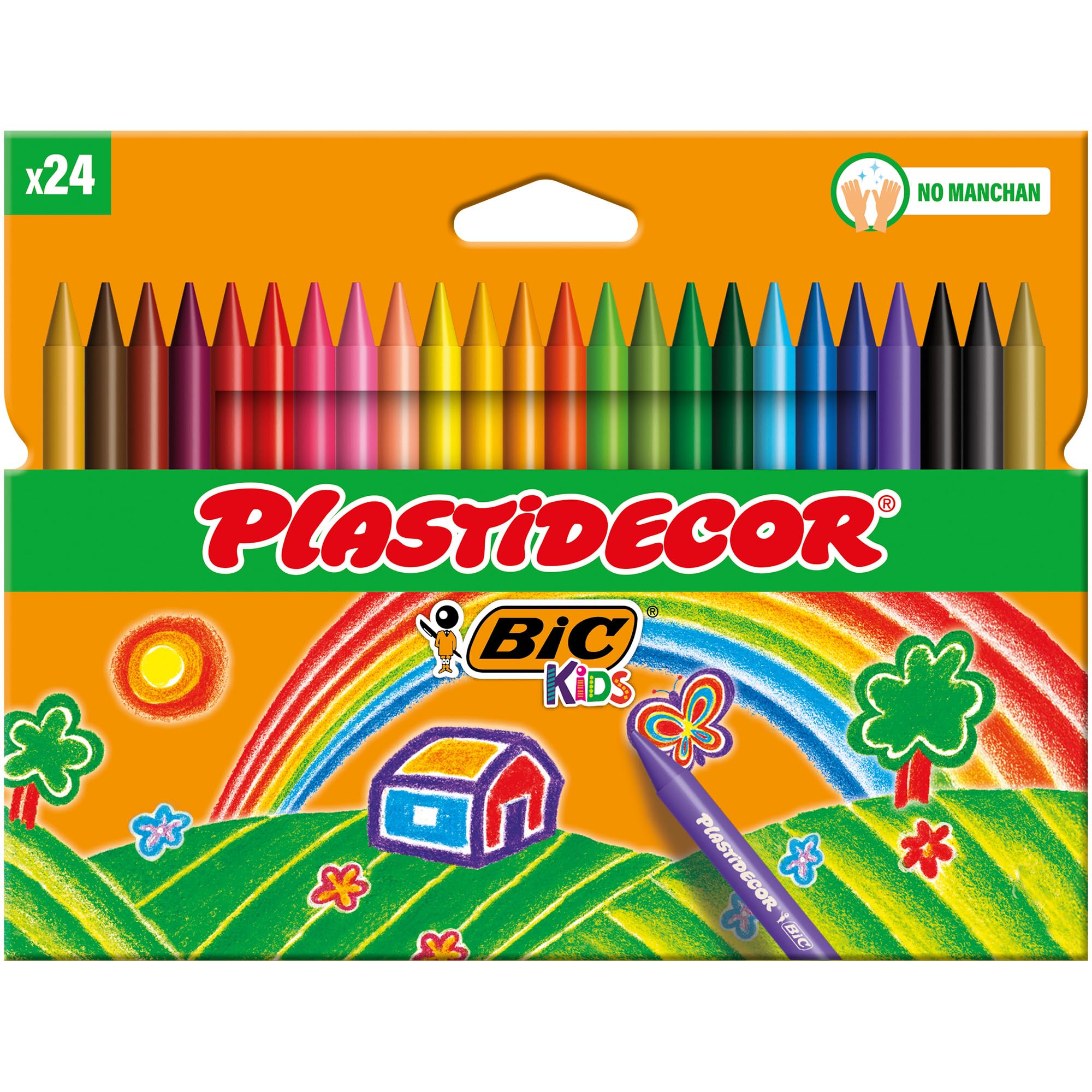 Bic Plastidecor Assorted Colored Crayons (Pack of 24)