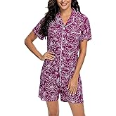 Women's Short Sleeve Pajamas Set Button Down Tops with Shorts Cute Printed Sleepwear Two Piece Pj Sets