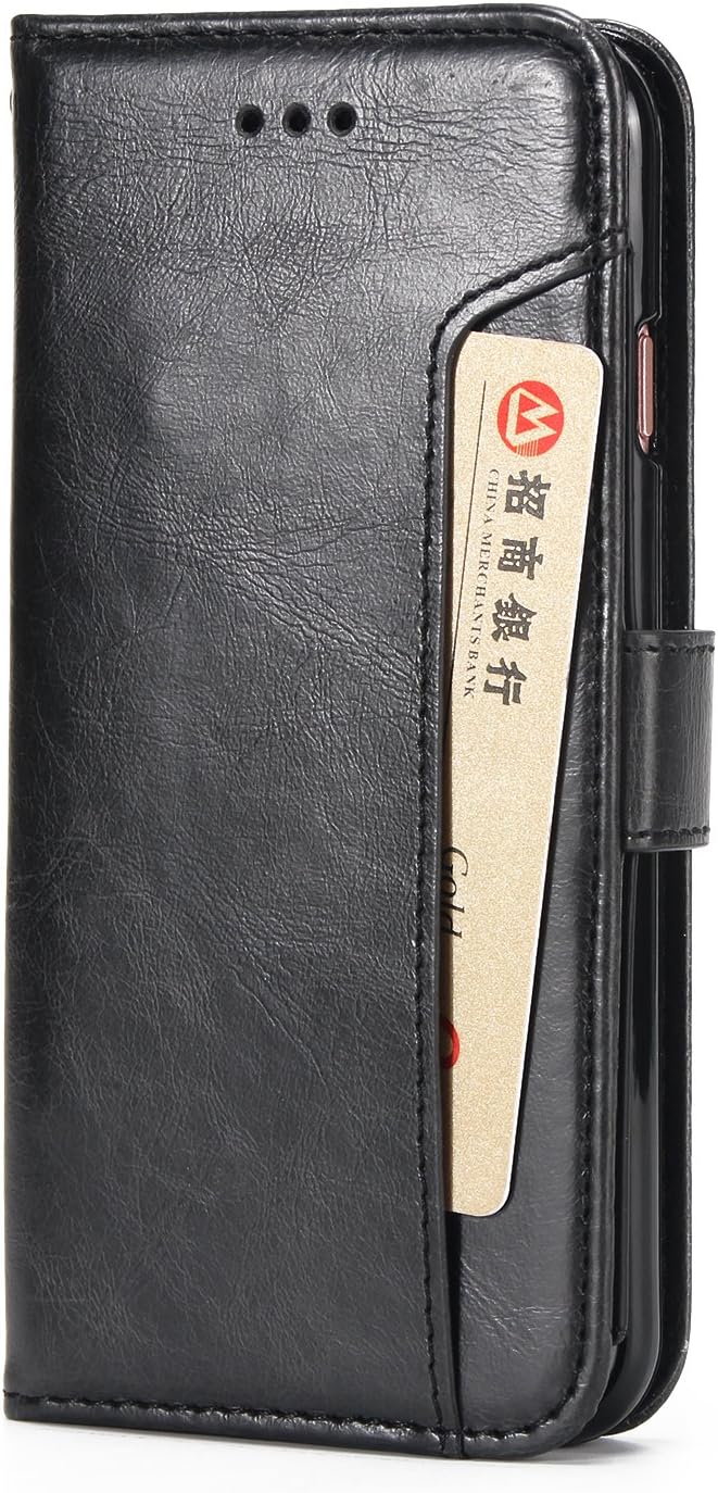 PUDINI® Apple iPhone 6s / iPhone 6 Leather Wallet Case Auto Magnet Pouch Closure with Cash ID Pocket Flip Cover - Black