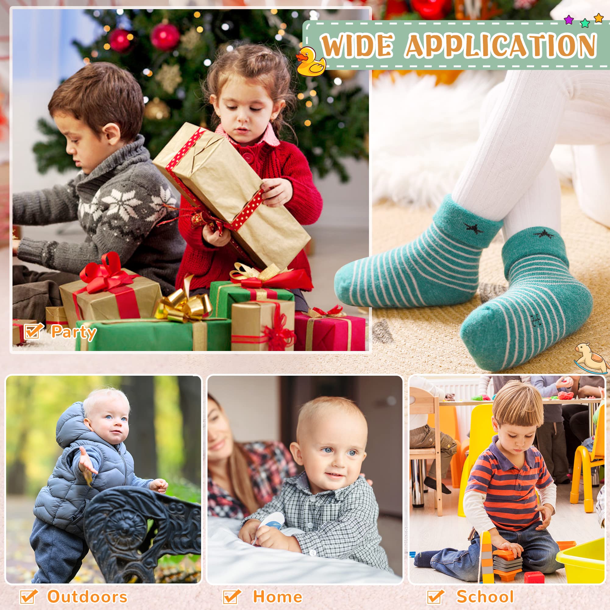 Eocom 6 Pairs Baby Boys Girls Wool Socks Infant Toddlers Kids Unisex Winter Thick Soft Warm Thermal Crew Socks