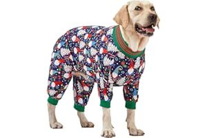 LovinPet Large Dog Christmas Pajamas - Christmas Outfit Xmas Holiday Costume for Dogs, Lightweight Pullover, A Gnome to FA La Navy Prints Large Dog PJ's Pitbull Clothes, 2XL