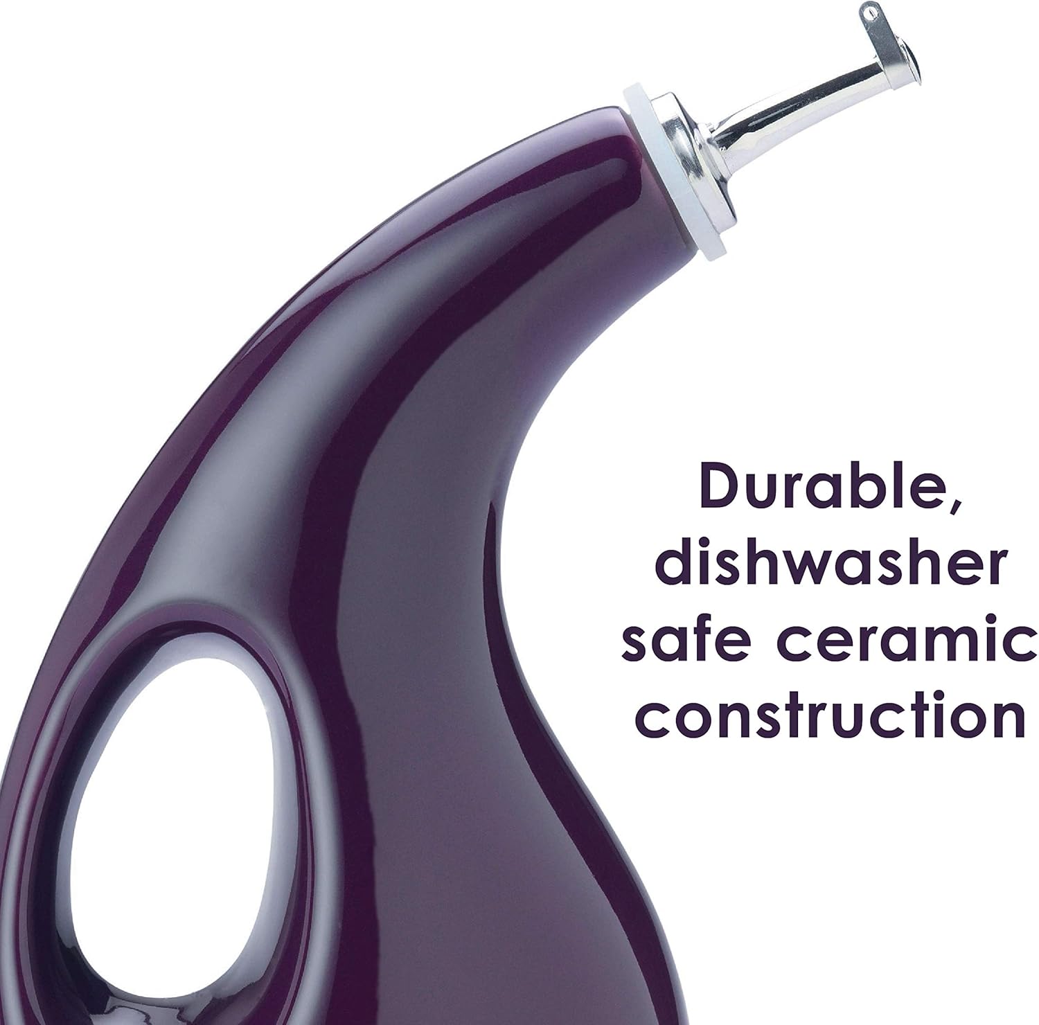 Rachael Ray Solid Glaze Ceramics EVOO Olive Oil Bottle Dispenser with Spout, One Size, Purple: Pottery Oil: Kitchen & Dining