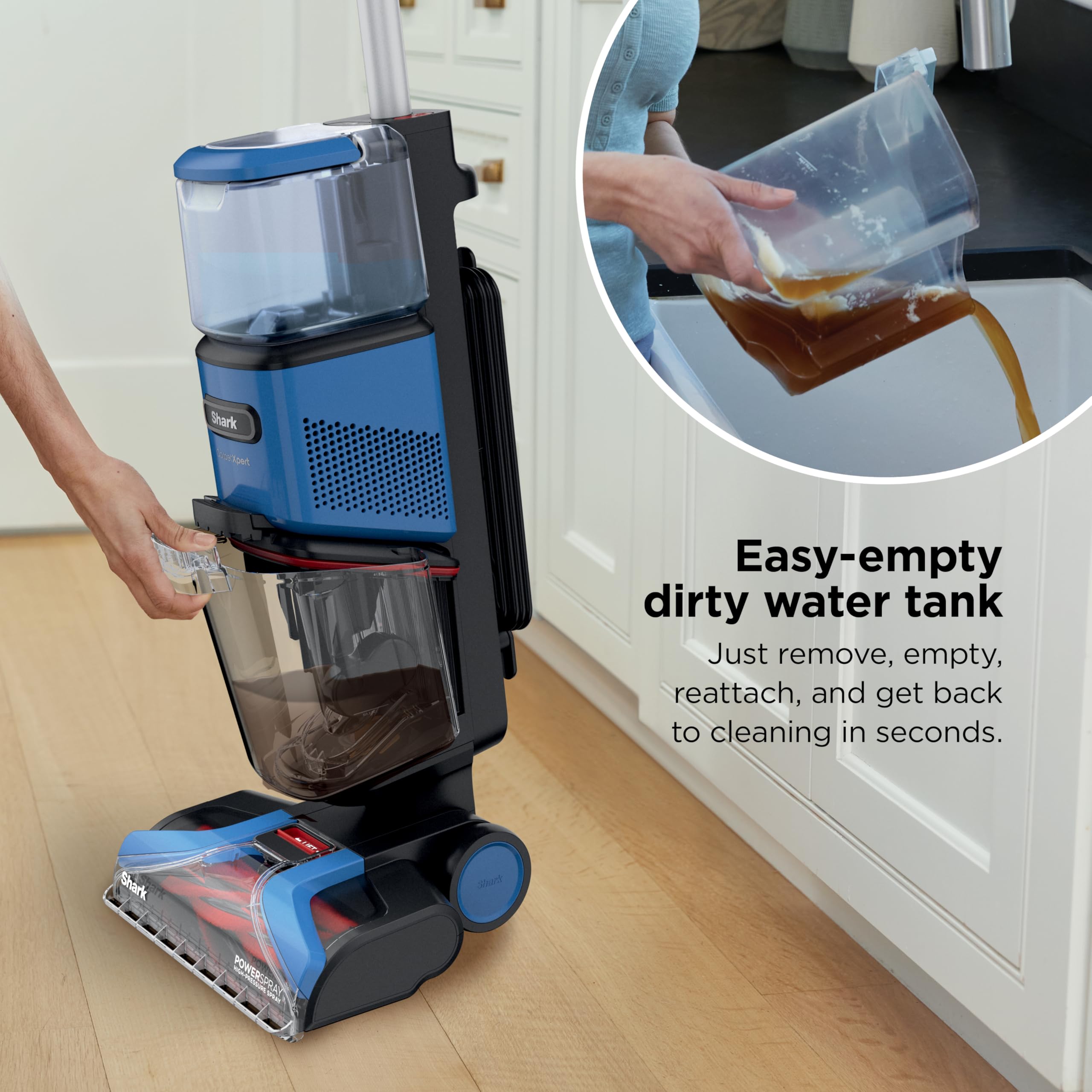 Shark CarpetXpert Upright Carpet & Area Rug Cleaner, Perfect for Pets, Lightweight & Powerful, Dirt, Grime, & Odor Removal, Carpet Shampooer, Cleaning Solution, Blue, EX121BRN