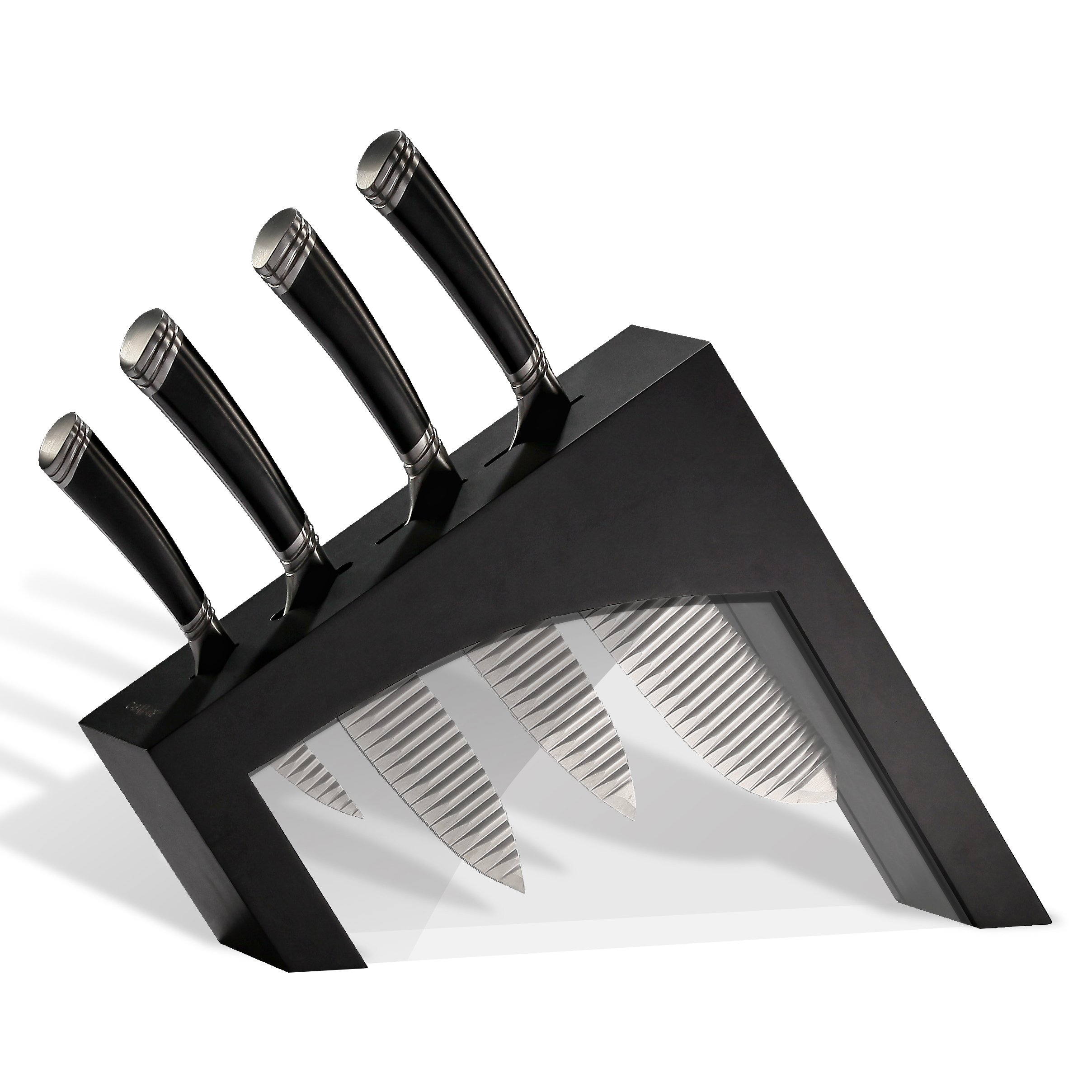 Photo 1 of Casaware 5pc Knife Block Set (All Purpose, Chef, Serrated Utility, Paring, Knife Block) (Black)