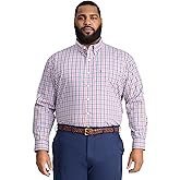 Izod Mens Big and Tall Performance Comfort Long Sleeve Plaid Button Down
