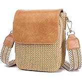 Ambistra Faux Straw Small Summer Purse RFID Crossbody Bags for Women Raffia Woven Phone Bag for Hawaiian Beach Travel Cruise