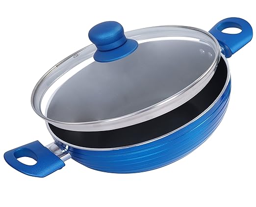 Nirlon Non-Stick Aluminium Kadhai, 2.5 litres, Blue/Black