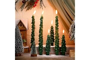 MTLEE 6 Pcs Christmas Tree Shaped Taper Candles Unscented Tree Candle Decorative Christmas Tree Candles Gift for Christmas Kwanzaa Festival Celebration Decor (10 Inch,5 Inch,Green)