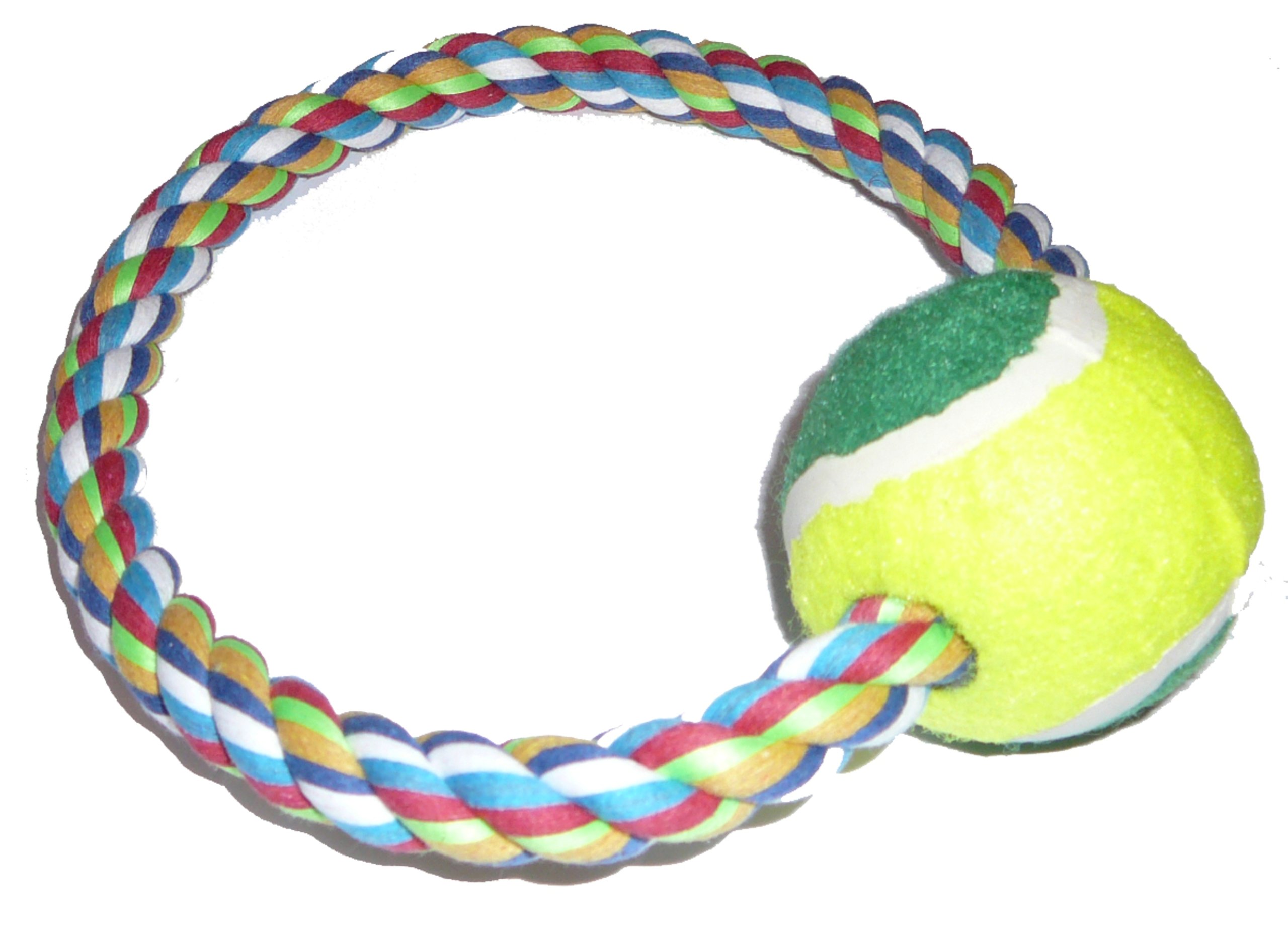 PJ Pet Products Rope Ring with Tennis Ball, 21 cm, Pack of 3