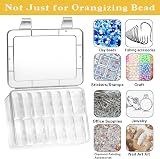 Mathtoxyz Bead Organizer Storage Box 15 Pcs Clear Hinged Lids Craft Case view 5