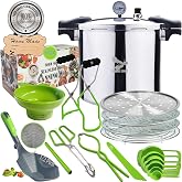 23 Qt Canning Pot with Canning Supplies Starter Kit - Water Bath Pot with Rack and Lid - Jar Lifter, XL Ladle, Jar Tongs, and Bubble Popper