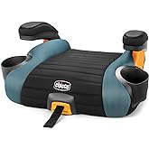 GoFit Plus Backless Booster Seat, with Quick-Release Latch | ErgoBoost Ultra-Comfort Foam Padding, Built-in Carry Handle, 2 Foldable Cup Holders, Machine Washable, Padded Armrests, Blue