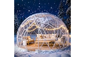 Gasgo Garden Dome Tent, 9.6/12/15 ft Outdoor Clear Bubble Tent for 2-8 Person, All-Weather Geodesic Dome Greenhouse with Window & Door, PVC Transparent Tent for Patio, Camping, Party