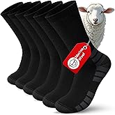 Vanfvok Merino Wool Hiking Crew Socks, Thick Thermal Warm Winter Cushioned Sock For Men & Women, Moisture-Wicking 3 Pairs