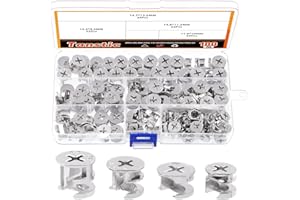 Tanstic 100Pcs 4 Sizes Furniture Connecting Cam Lock Fittings, Fastener Cabinet Connectors Hardware Bolts Furniture Connecting Lock Nut for Furniture Connecting