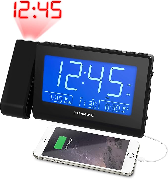 Magnasonic Bluetooth Speaker Alarm Clock Radio with Dual USB Charging for Smartphones & Tablets