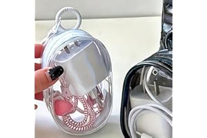 2 Pcs Clear Keychain Cable Organizer Case, Portable PVC Earbud Pouch with Zipper, Transparent Mini Storage Bag for Charging C