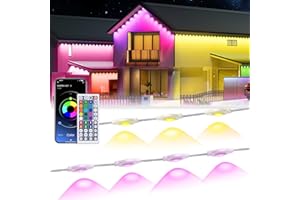 MuliVid 150Ft Permanent Outdoor Lights,Smart RGB Outdoor Lights with Remote APP Control, IP67 Waterproof Outside Light for House for Christmas, Halloween, Holiday, Party, Daily