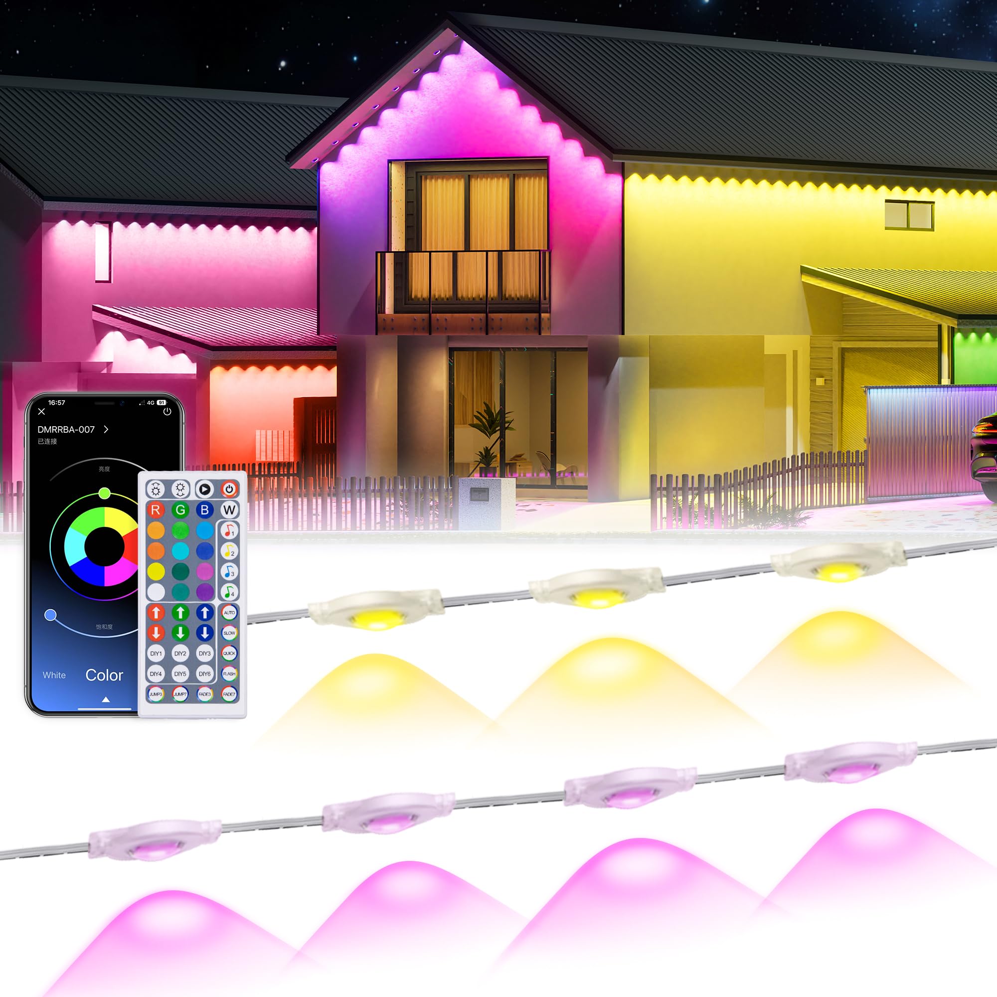 Photo 1 of *FACTORY SEALED* MuliVid 150Ft Permanent Outdoor Lights,Smart RGB Outdoor Lights with Remote APP Control, IP67 Waterproof Outside Light for House for Christmas, Halloween, Holiday, Party, Daily