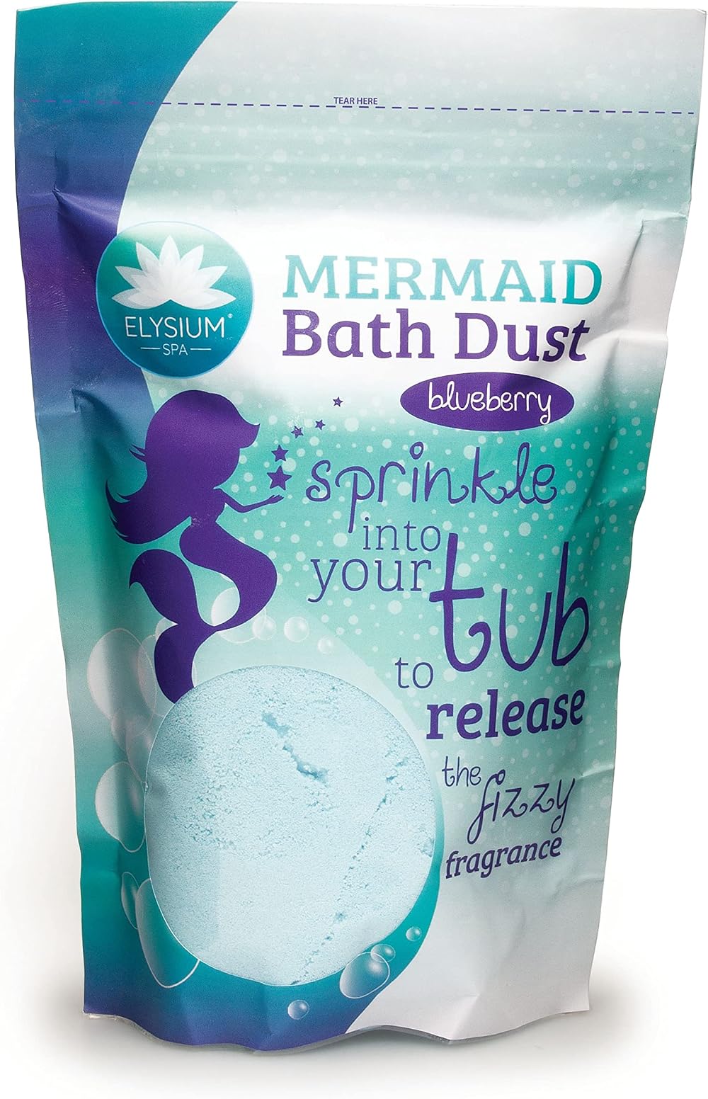 ELYSIUM SPA Mermaid Bath Dust Blueberry Scent 400g Resealable Pack