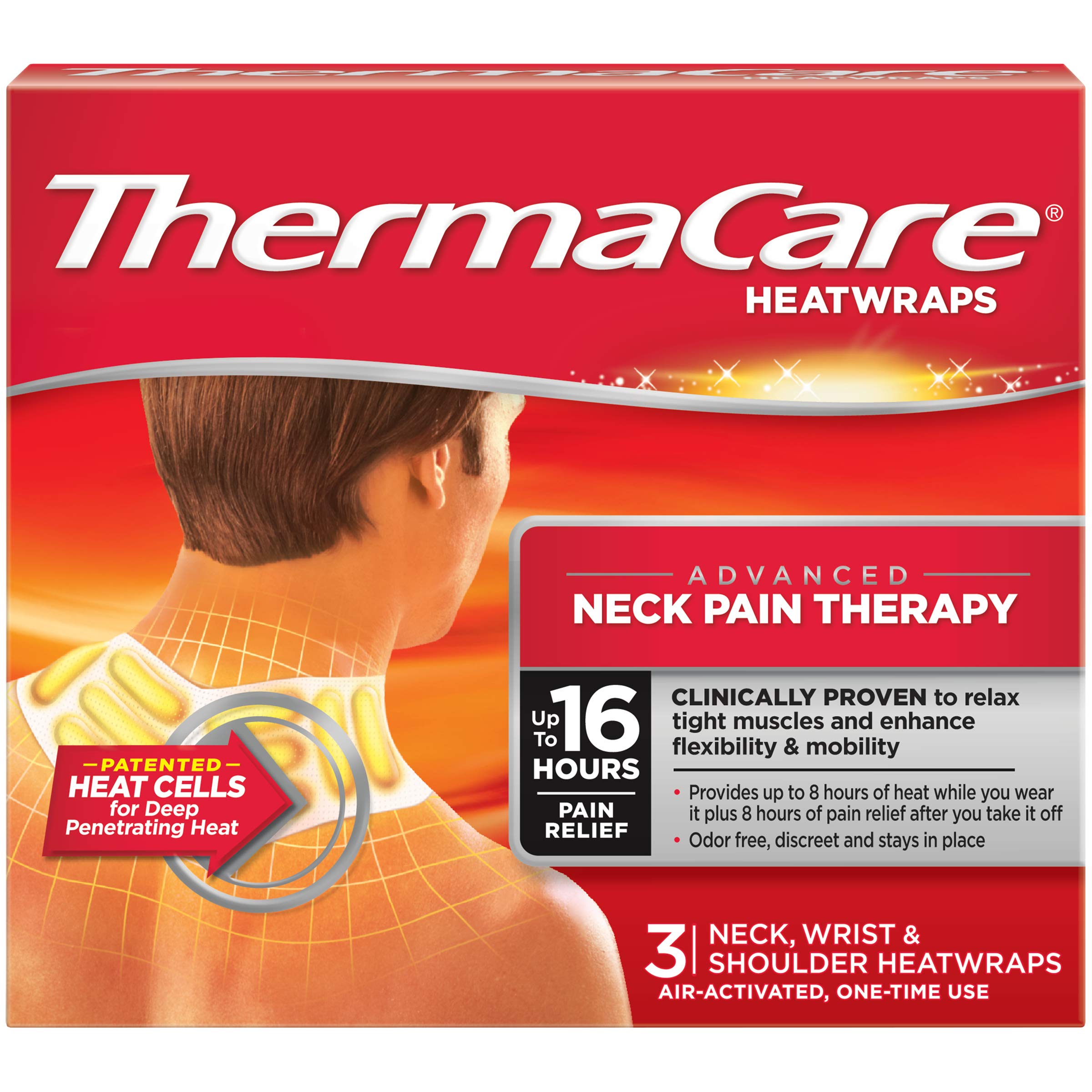 ThermaCare Air-Activated Heatwraps, Neck, Wrist & Shoulder, 3 HeatWraps (Pack of 3)
