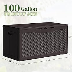 Greesum 100 Gallon Resin Deck Box Lockable Large