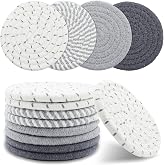 8 Pcs Drink Coasters, Minimalist Cotton Woven Coaster Set, 4 Colors Absorbent Coaster Protection Protection for Various Cups,