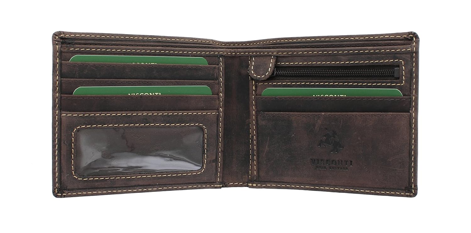 Visconti Cartera SHIELD de Cuero Engrasado Marrón