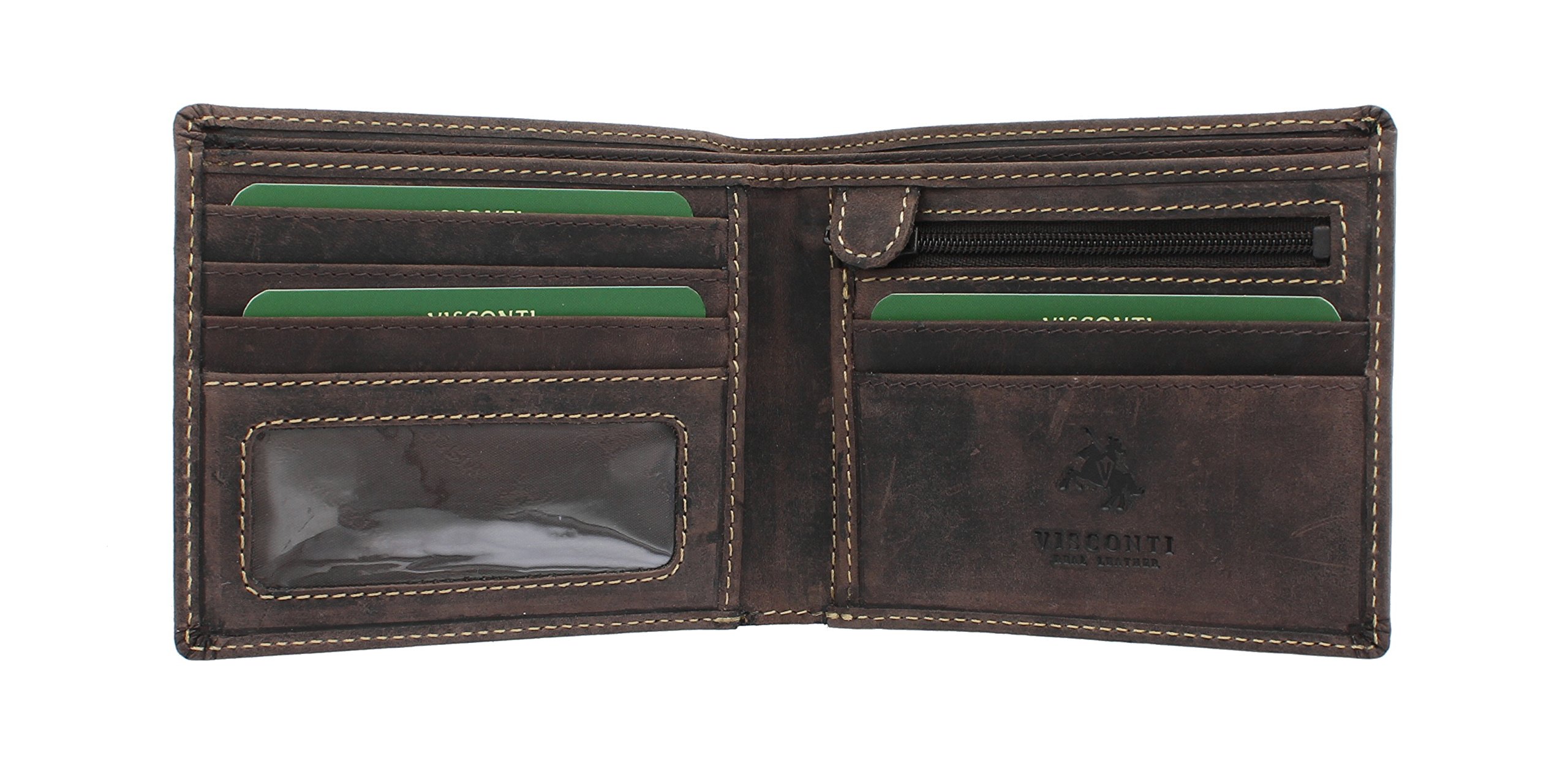 VISCONTI Hunter Oiled Leather Shield Wallet 707 Oil Brown RFID
