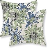 GOLIANDA Blue Green Pillow Covers 18x18 Set of 2 Retro Sunflower Flowers Print Decorative Pillow Cases Modern Art Floral Throw Pillows Outdoor Decor Linen Farmhouse Cushion Cover for Couch Home Sofa