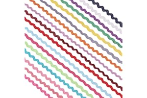 GLOBLELAND 34Yards 17Colors Mini Rick Rack Fringe Trim Ribbon Tiny Wave Bending Sewing Lace Trim Ribbon for Doll Clothes Sewing Craft Supply
