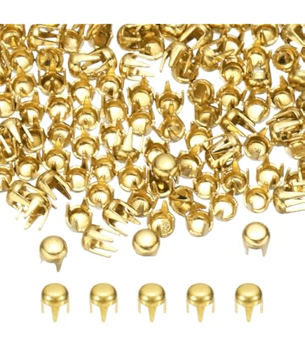 6mm Round Dome Rivet, 90 Pcs Metal 4 Claw Spike Spot Stud Punk Rock Rivet Nailhead Diy Leather Crafting Decor Repair Clothing Belts Bags Shoes Bronze
