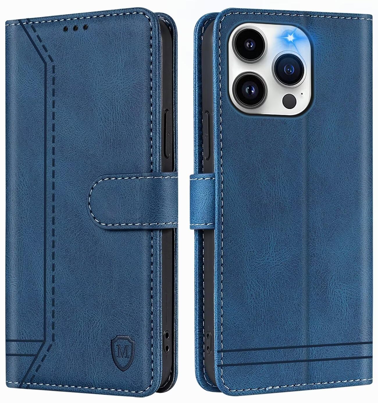 GoodcAcy Wallet Case for iPhone 16 Pro Max Leather Wallet Case, Flip Case with Card Holder and Magnetic Buckle, Leather Book Case for iPhone 16 Pro Max (Blue)