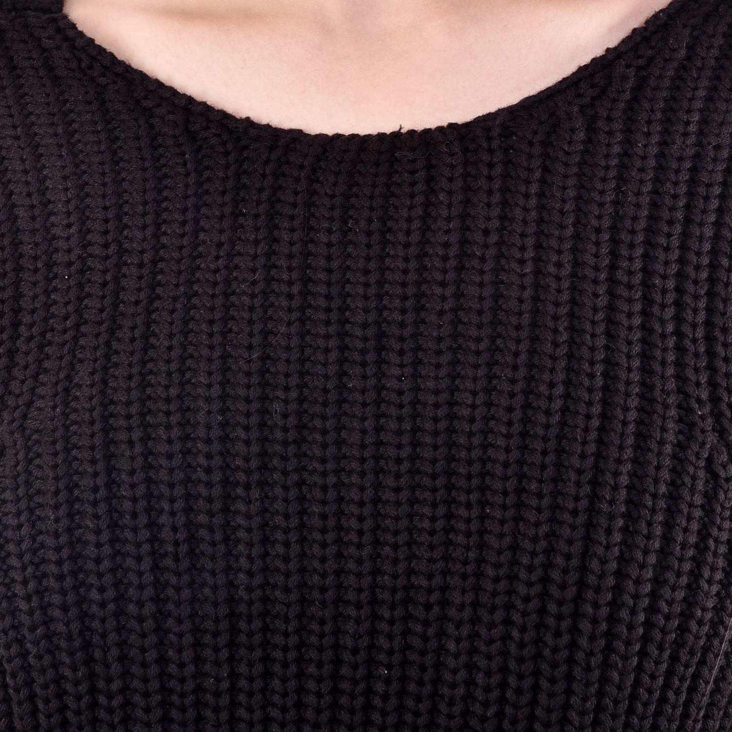 mansicollections black full sleeves diagonal knitted sweater for women