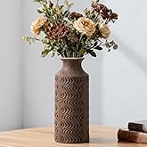 Rustic Vase - Ceramic Decorative Vases - 11 in Tall Vintage Bud vase - Flower Vases for Home Decor - Chirstmas vases - Tabletop Red Vases for Centerpieces - Vintage Style Farmhouse Vase by Lyeec